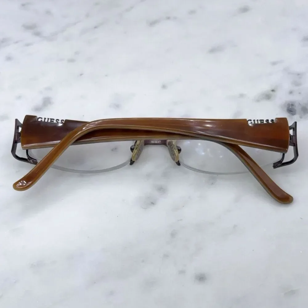 GUESS GU 1657 BRN Half Rim Brown Eyeglasses Frames Only with Case 51-17-135